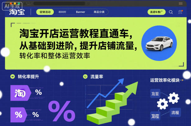 淘宝开店运营教程直通车，从基础到进阶，提升店铺流量，转化率和整体运营效率（更新26年3月24日）