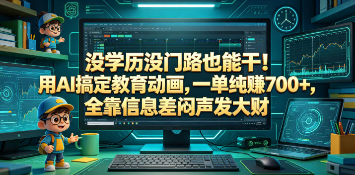 没学历没门路也能干！用AI搞定教育动画，一单纯賺700+，全靠信息差闷声发大财【揭秘】